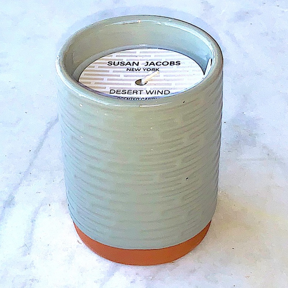SUSAN JACOBS NEW YORK CANDLE DESERT WIND GREY TERRACOTTA NEW 1 WICK  10.5 oz